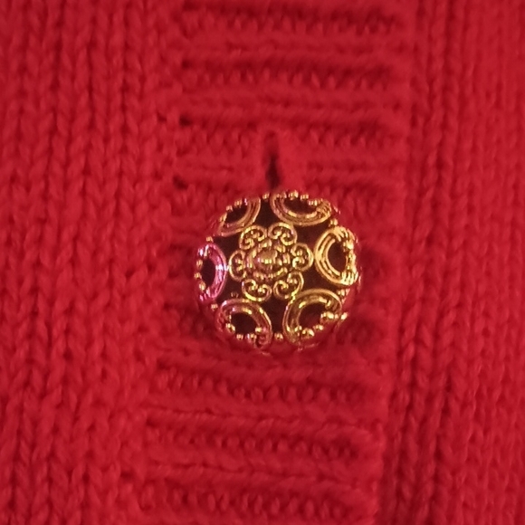 Leslie Fay Red Cardigan with White Accents - Picture 4 of 4